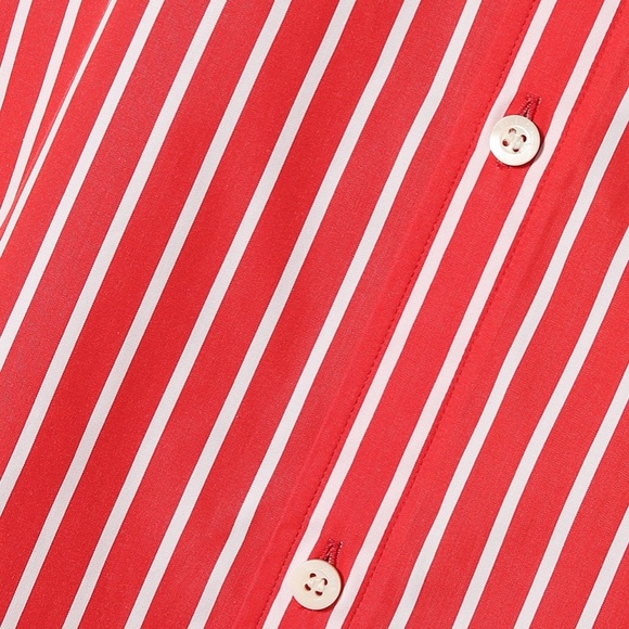 BALENCIAGA Rawcut Cotton Poplin Shirt Dress Red Stripe Size FR 32 XS - Picture 6 of 6
